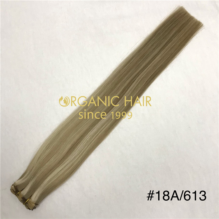 Human remy hand tied wefts hair extensions customized color X378